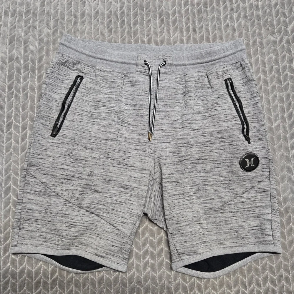 Hurley Phantom Mens Space Dye Knit Athletic Sweat Shorts Gray Size L D8458-00